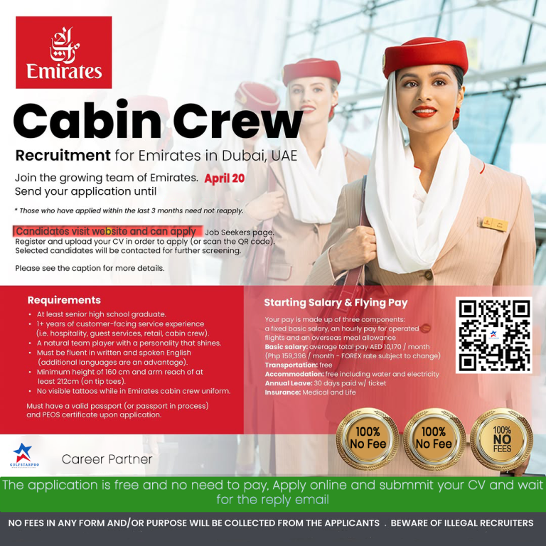 Emirates Hiring on  Cabin Crew