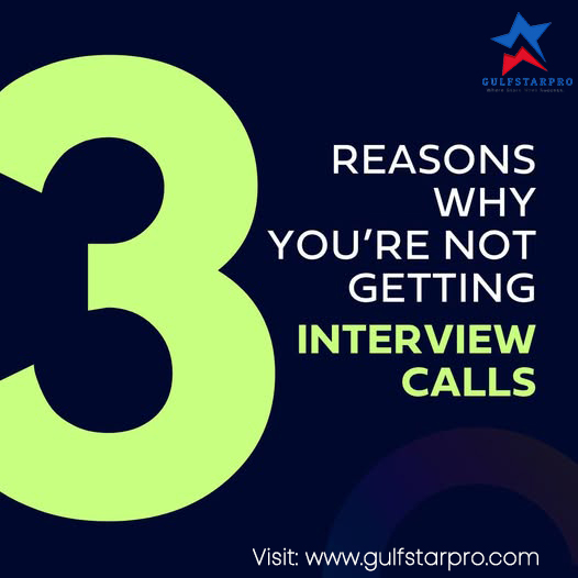 Infographic from Gulf Star Pro highlighting 3 reasons why you’re not getting interview calls, with a large number 3 in the background.